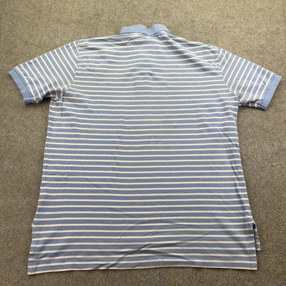 Polo Ralph Lauren Polo Shirt Mens XL Blue Stripe Pony Logo Cotton Knit Casual